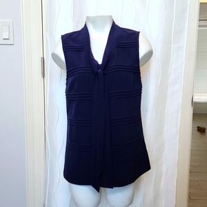 Modcloth Myrtlewood Navy Bow Sleeveless Top